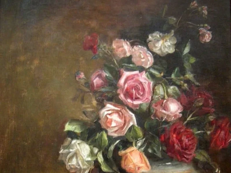 1870-Fanny Inama von Sternegg - Natura morta con rose